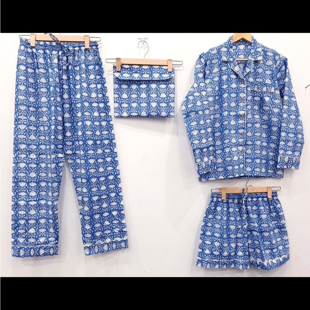 Indian Cotton Pajama Set Cotton Hand Block Print 100% Cotton